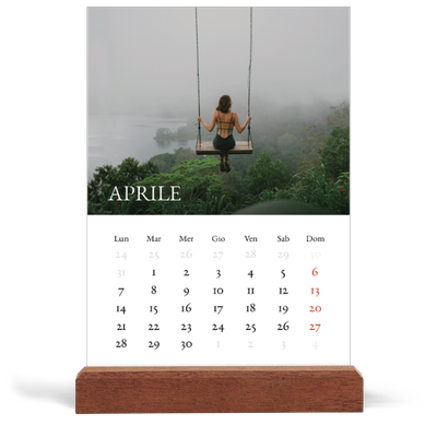 Calendario con supporto in legno verticale  — Graziato semplice [Aprile]