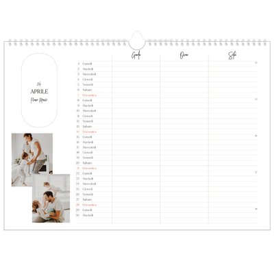 Calendario fotografico A3 — Fare programmi - Famiglia di 3 [Aprile]