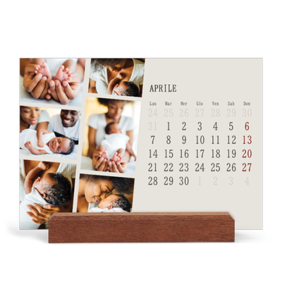 Calendario con supporto in legno orizzontale  — Ricordi in movimento [Aprile]