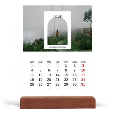 Calendario con supporto in legno verticale  — L'arco aperto [Gennaio]