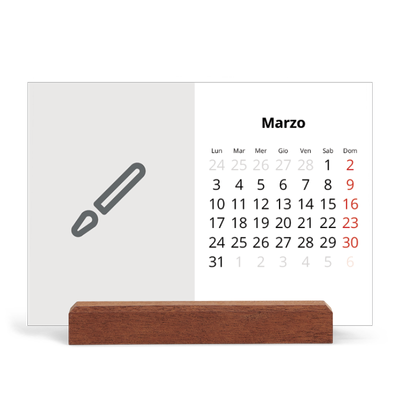 Calendario con supporto in legno orizzontale  — Disegna il tuo prodotto [Marzo]