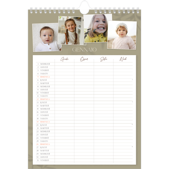 Calendario personalizzato A4 — Calendario terra a terra - Famiglia di 4