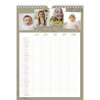 Calendario personalizzato A4 — Calendario terra a terra - Famiglia di 5
