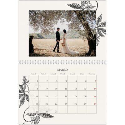 Calendario A4 Doppio — Inchiostro e edera [Marzo]