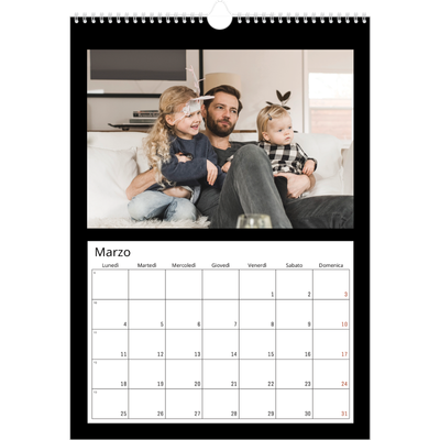 Calendario A3 verticale — Margine nero [Marzo]