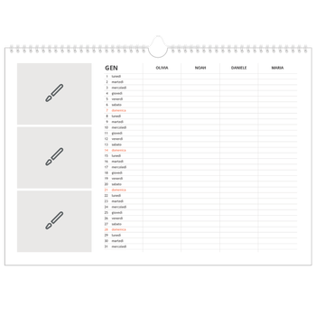 Calendario Fotografico A3 Orizzontale — Disegna il tuo prodotto - Famiglia di 4