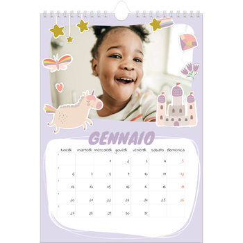 Calendario personalizzato A4 — Unicorno arcobaleno