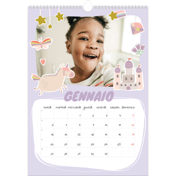 Calendario personalizzato A3 — Unicorno arcobaleno