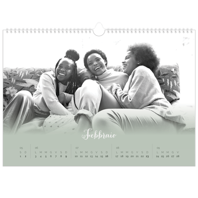 Calendario A3 orizzontale  — Verde nebbioso [Febbraio]