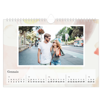Calendario Fotografico A4 Orizzontale — Punti ad acquerello