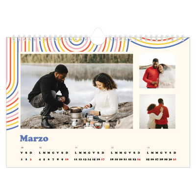 Calendario fotografico A4 — Strisce retro [Marzo]