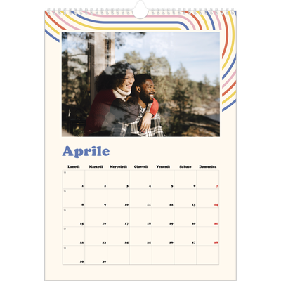 Calendario A3 verticale — Strisce retro [Aprile]