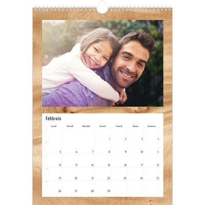 Calendario personalizzato A4 — Legno [Febbraio]