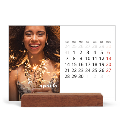 Calendario con supporto in legno orizzontale  — Scrittura semplice [Aprile]