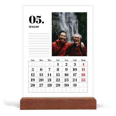 Calendario con supporto in legno verticale  — Serif e momenti [copertina]