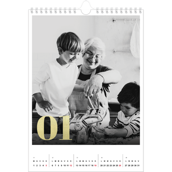 Calendario personalizzato A4 — Grandi numeri luccicanti