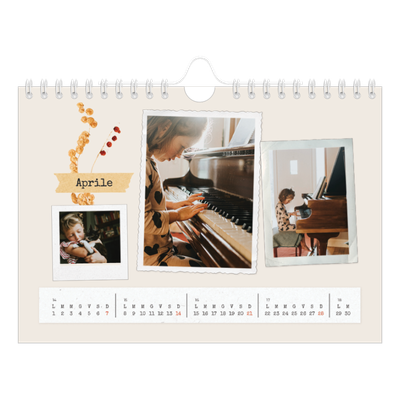 Calendario fotografico A5 — Scrapbooking vintage [Aprile]