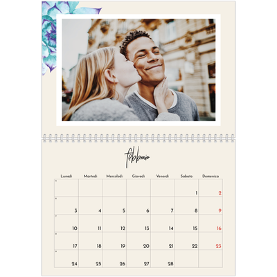 Calendario A4 Doppio — Fiori dipinti [Febbraio]