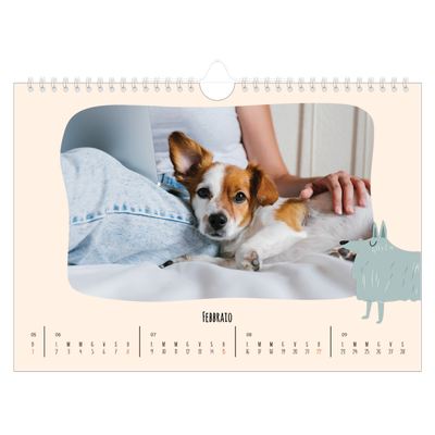 Calendario fotografico A4 — Zampette di cane e scarabocchi [Febbraio]