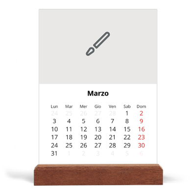 Calendario con supporto in legno verticale  — Disegna il tuo prodotto [Marzo]