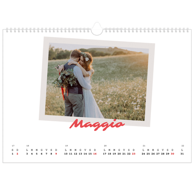 Calendario A3 orizzontale  — Firmato in cremisi [Maggio]