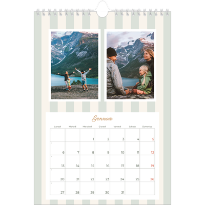 Calendario personalizzato A4 — Scrittura e strisce [Gennaio]