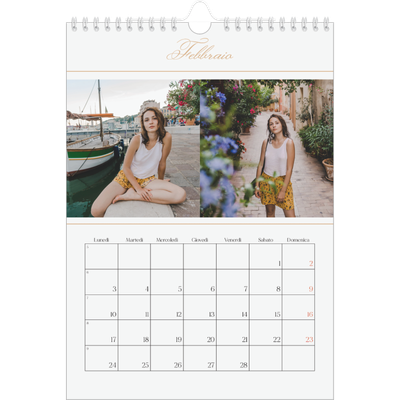 Calendario personalizzato A4 — Banner di script d'oro [Febbraio]