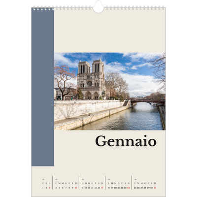 Calendario A3 verticale — Vedute del mondo [Gennaio]