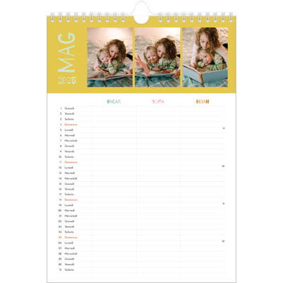 Calendario famiglia A4 verticale — Calendario divertente e colorato - Famiglia di 3 [copertina]