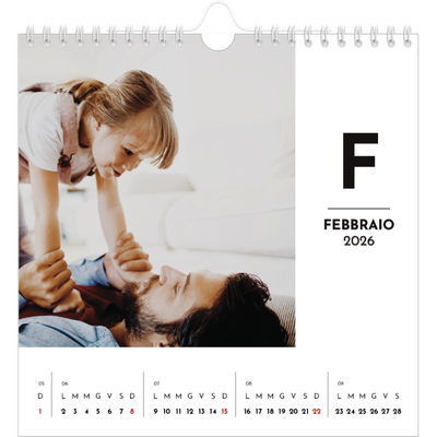 Calendari quadrati — Riflettore lettera [Febbraio]
