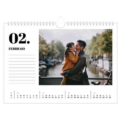 Calendario fotografico A4 — Serif e momenti [Febbraio]