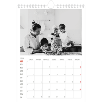 Calendario personalizzato A4 — Evidenziazioni rosse