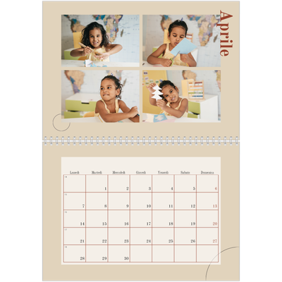 Calendario A4 Doppio — Testo asimmetrico [Aprile]