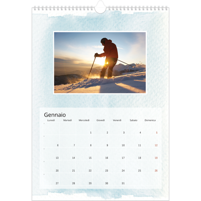 Calendario A3 verticale — Sfondi ad acquerello [Gennaio]