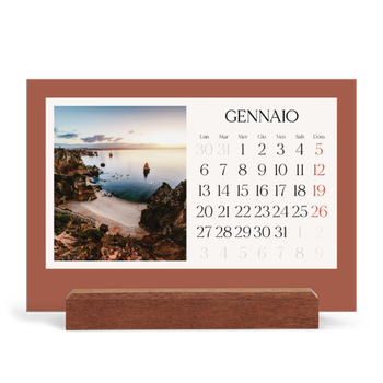 Calendario con supporto in legno orizzontale — Colori classici