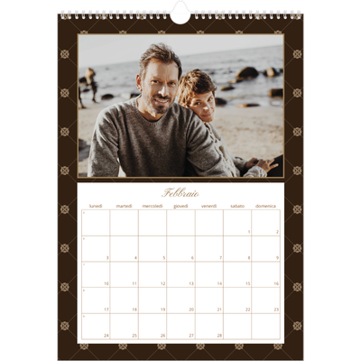 Calendario A3 verticale — Monocromatico vintage [Febbraio]