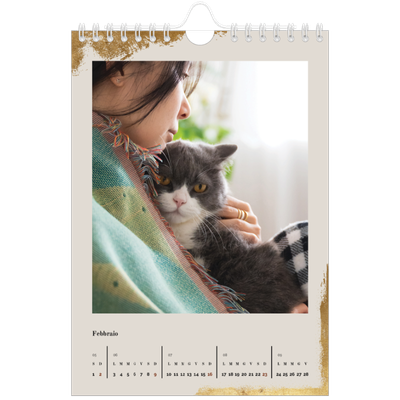 Calendario fotografico A5 — Classic Gold [Febbraio]