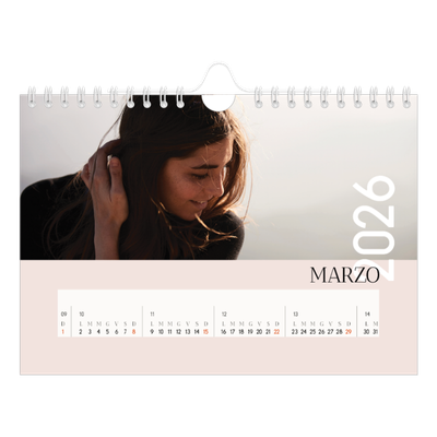 Calendario fotografico A5 — Testo sovrapposto [Marzo]
