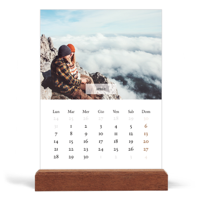 Calendario con supporto in legno verticale  — Calendario classico [Aprile]