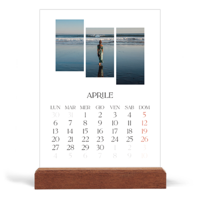 Calendario con supporto in legno verticale  — Mosaici di viaggio [copertina]