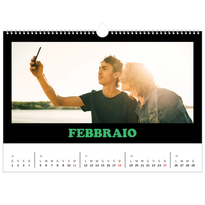 Calendario A3 orizzontale  — Tipo divertente [Febbraio]