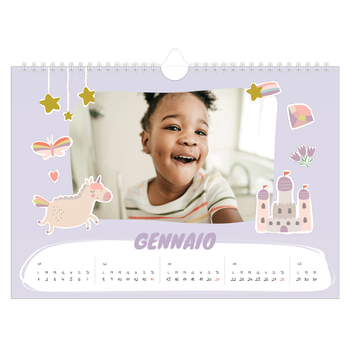 Calendario Fotografico A4 Orizzontale — Unicorno arcobaleno