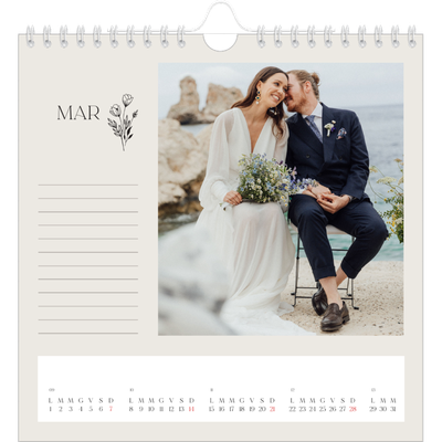 Calendari quadrati — Iniziali in fiore [Marzo]