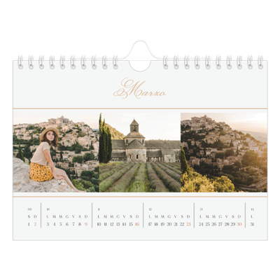 Calendario fotografico A5 — Banner di script d'oro [Marzo]