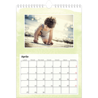 Calendario personalizzato A4 — Sfondi ad acquerello [Aprile]