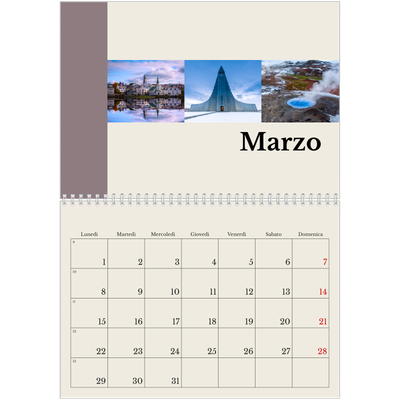 Calendario A4 Doppio — Vedute del mondo [Marzo]