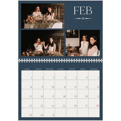 Calendario A4 Doppio — Ardesia e grazie [Febbraio]
