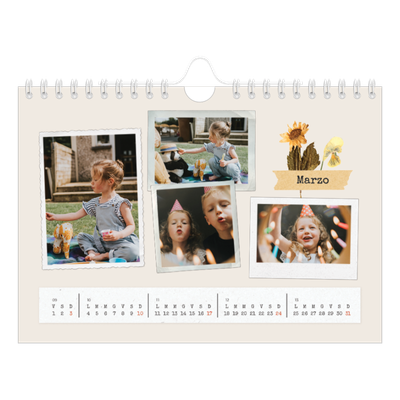 Calendario fotografico A5 — Scrapbooking vintage [Marzo]
