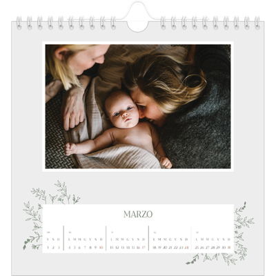 Calendari quadrati — Fiori disegnati a mano [Marzo]