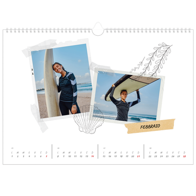 Calendario A3 orizzontale  — Album ricordi con stile [Febbraio]